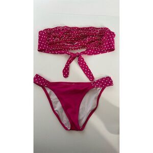 Victoria's Secret Polka Dot Pink Bikini Swimsuit - Top L; Bottom M
